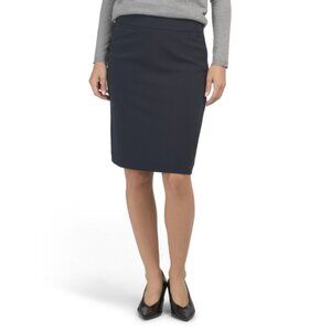 TAHARI ASL Navy Pencil Skirt With Back Slit